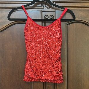 Red Sequin Girl’s Dance Tank Top